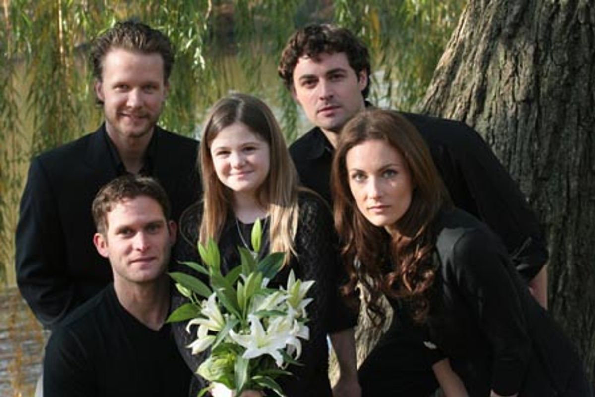 (clockwise from bottom left) Steven Pasquale (Archibald), Will Chase (Neville), Max von Essen (Albert), Laura Benanti (Lily) and Jaclyn Neidenthal (Mary-center) at 